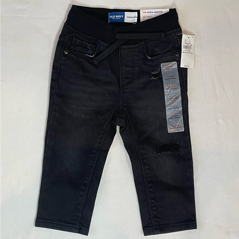 Old Navy NEW Toddler Karate Black Skinny Jeans Stretch 360°